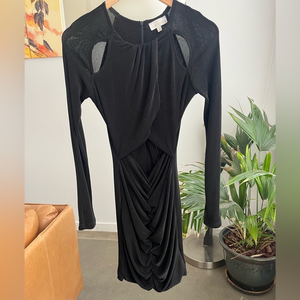 Torn By Ronny Kobo Cut Put Black Bodycon Mini Dress